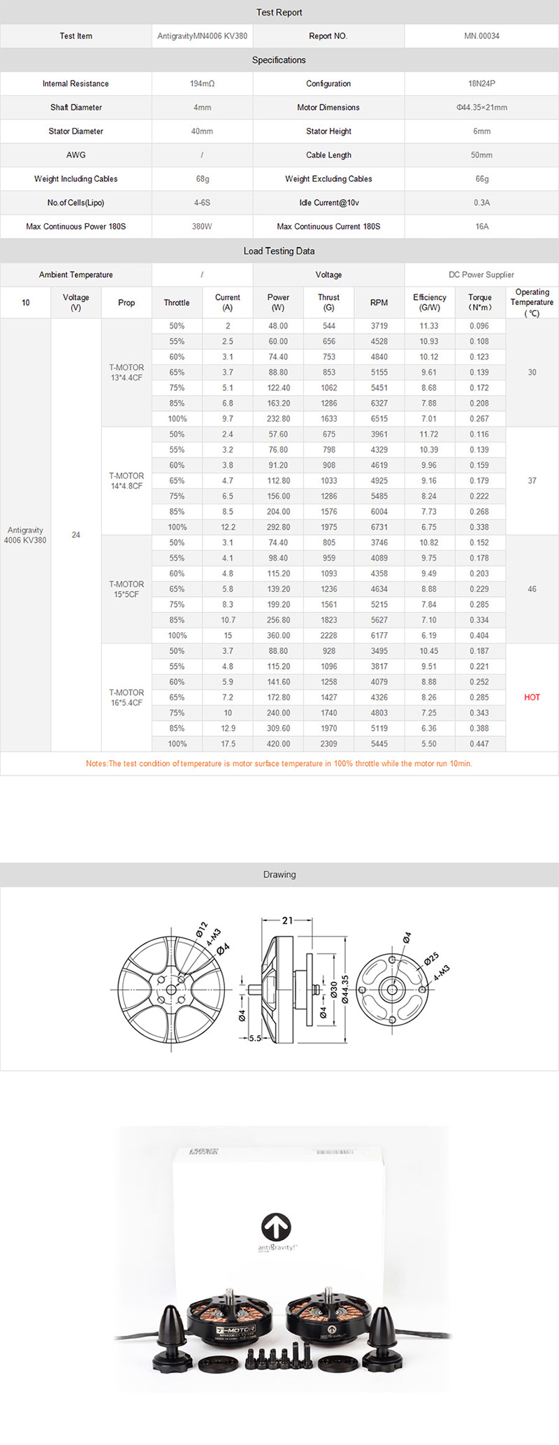 �˾���ũ  [T-MOTOR] Ƽ���� 4006 380KV Antigravity �귯������ ���� 2�� ��Ʈ 2