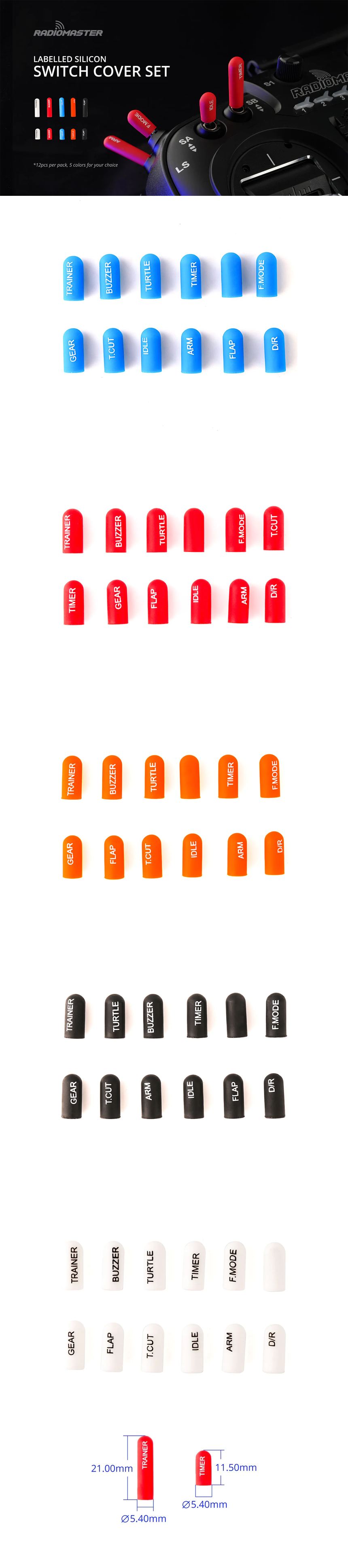 ¾Ë¾¾¹ðÅ© ¶óµð¿À¸¶½ºÅÍ Á¶Á¾±â ½Ç¸®ÄÜ ½ºÀ§Ä¡ Ä¿¹ö Labeled Silicon Switch Cover Set (¼ôŸÀÔ) - ·¹µå 1
