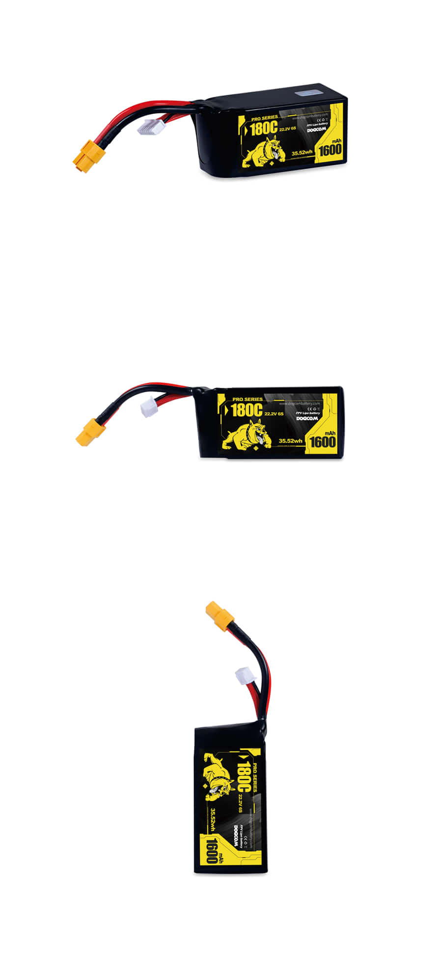 �˾���ũ  DOGCOM Pro 6�� 22.2V 1600mAh 180C ��Ƭ������ ���͸� - XT60 1