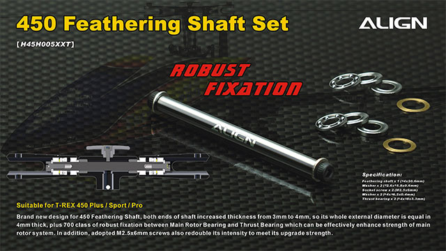 �˾���ũ H45H005XXW [ALIGN] T-Rex450 DFC/Plus/Sport/Pro Feathering Shaft Set 1