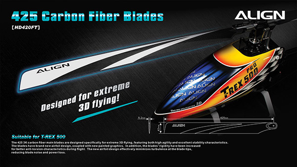 �˾���ũ HD420FT [ALIGN] 425F Carbon Fiber Blades for T-Rex500 1