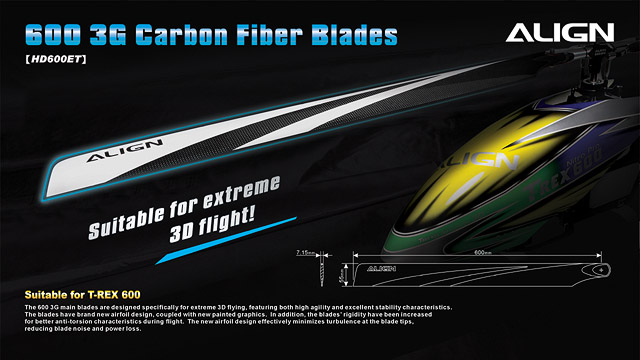 �˾���ũ HD600ET [ALIGN] T-Rex600 3G Carbon Fiber Blades 1