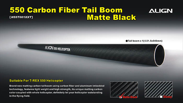 �˾���ũ H55T001XXW [ALIGN] T-Rex550 Carbon Fiber Tail Boom - Matt Black 1