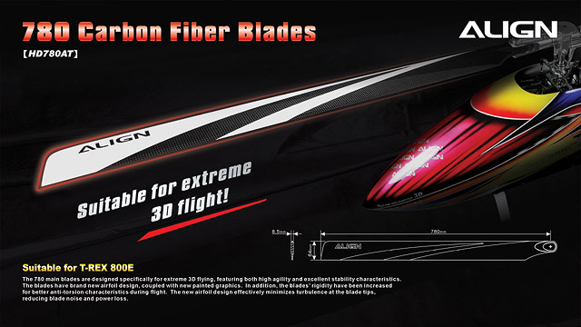 �˾���ũ HD780TA [ALIGN] T-Rex700/800 - 780mm Carbon Fiber Blades 1