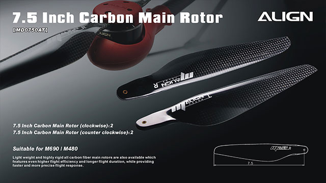 �˾���ũ MD0750A [ALIGN] M480L 7.5 Inch Carbon Main Rotor 1