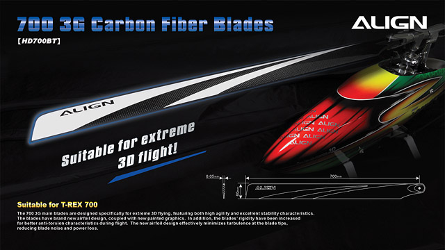 �˾���ũ HD700TB [ALIGN] T-Rex700 3G Carbon Fiber Blades 1