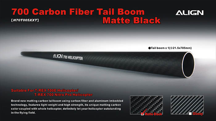 �˾���ũ H70T005XXT [ALIGN] T-Rex700 Carbon Fiber Tail Boom - Matt Black 1