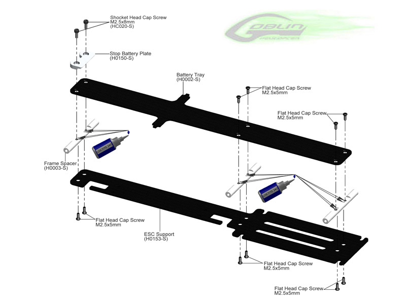 �˾���ũ H0150-S Aluminum CNC Battery Tray Stop - Goblin 630/700/770 [H0150-S] 1