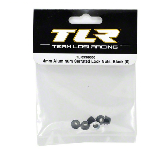 �˾���ũ TLR336000 [TLR Racing] Team Losi Racing 4mm Aluminum Serrated Locknut Set (6) (Black) 1
