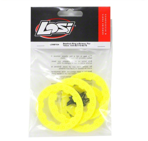 �˾���ũ LOSB7024 [TEAM LOSI] Losi Beadlock Ring Set w/Screws (Fluorescent Yellow) (4) 1