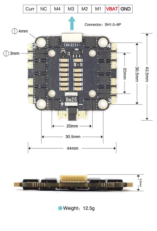 �˾���ũ MA-55ESC [MicoAir] ���ڿ��� AM32 4in1 55A ESC ���ӱ� 3