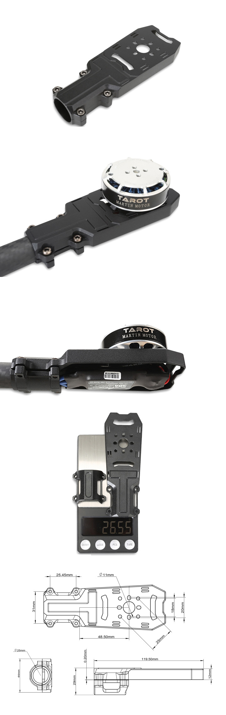 �˾���ũ TL68B52 [TR] Universal Type Ultra-Light Motor Mount (��25mm/Magnesium Alloy) 1