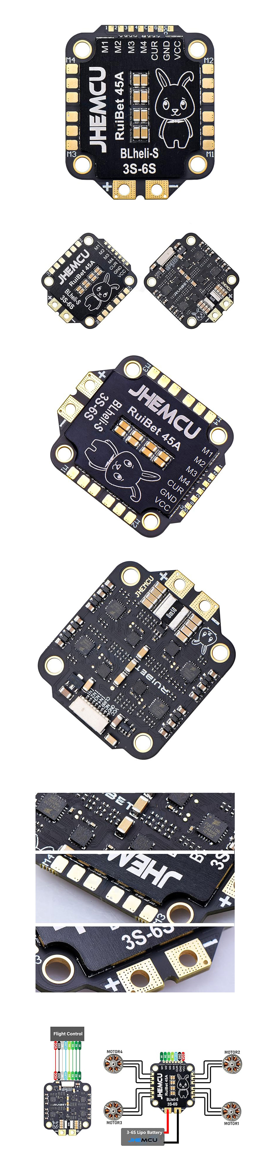 �˾���ũ JHEMCU-45A [JHEMCU] RuiBet 45A BLHELI_S/Dshot600/3-6S 4-in-1 ESC 2
