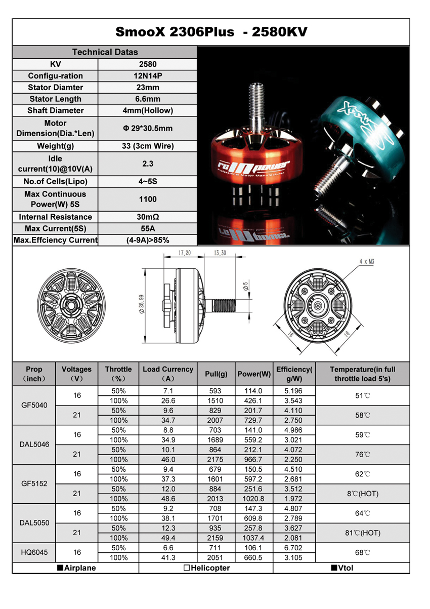 �˾���ũ  RCINPOWER SMOOX 2306 1880KV ���� (1pcs) 1