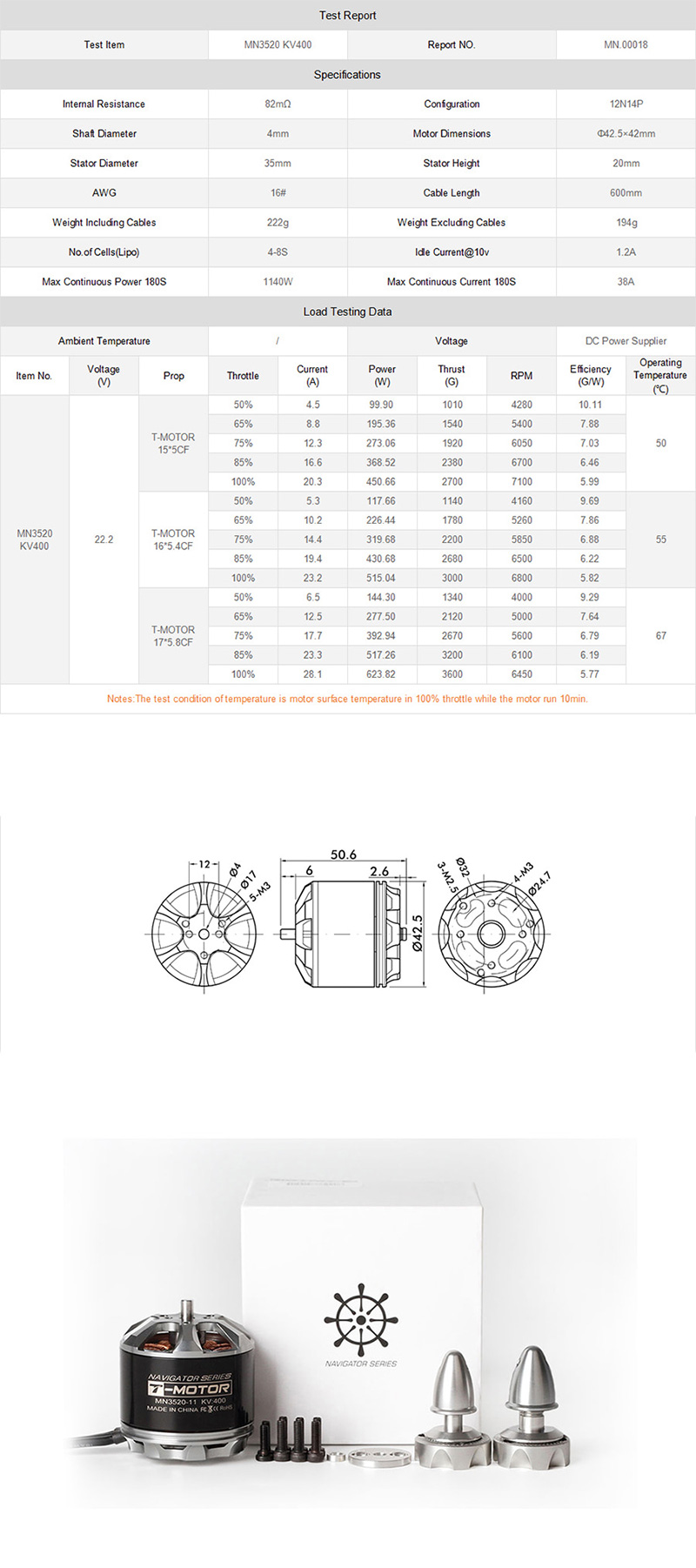 �˾���ũ  [T-MOTOR] Ƽ���� MN3520 400KV �귯������ ���� (�����Ǹ�) 2
