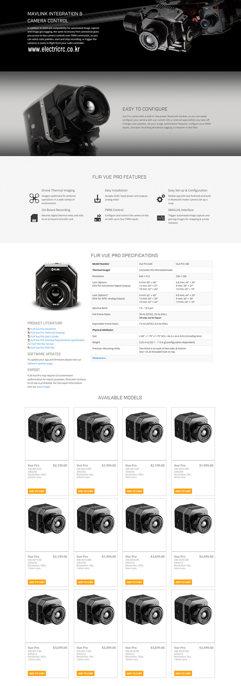�˾���ũ TL02FLIR [TAROT] FLIR VUE PRO Thermal Imaging 3X Gimbal System(ī�޶� ������) 3