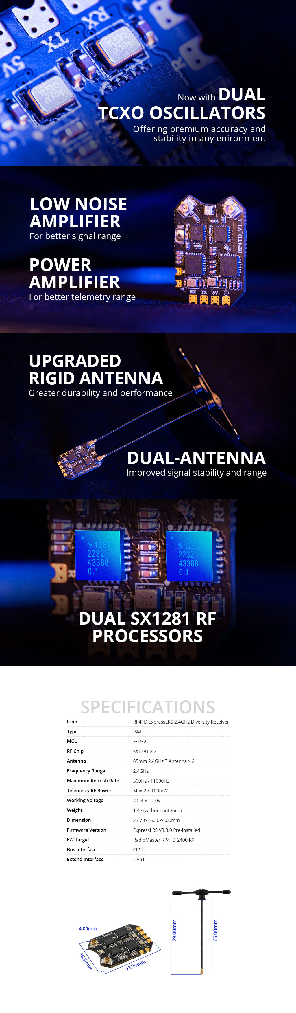 ¾Ë¾¾¹ðÅ© ¶óµð¿À¸¶½ºÅÍ RP4TD ELRS 2.4GHz ´ÙÀ̹ö½ÃƼ ¼ö½Å±â 3