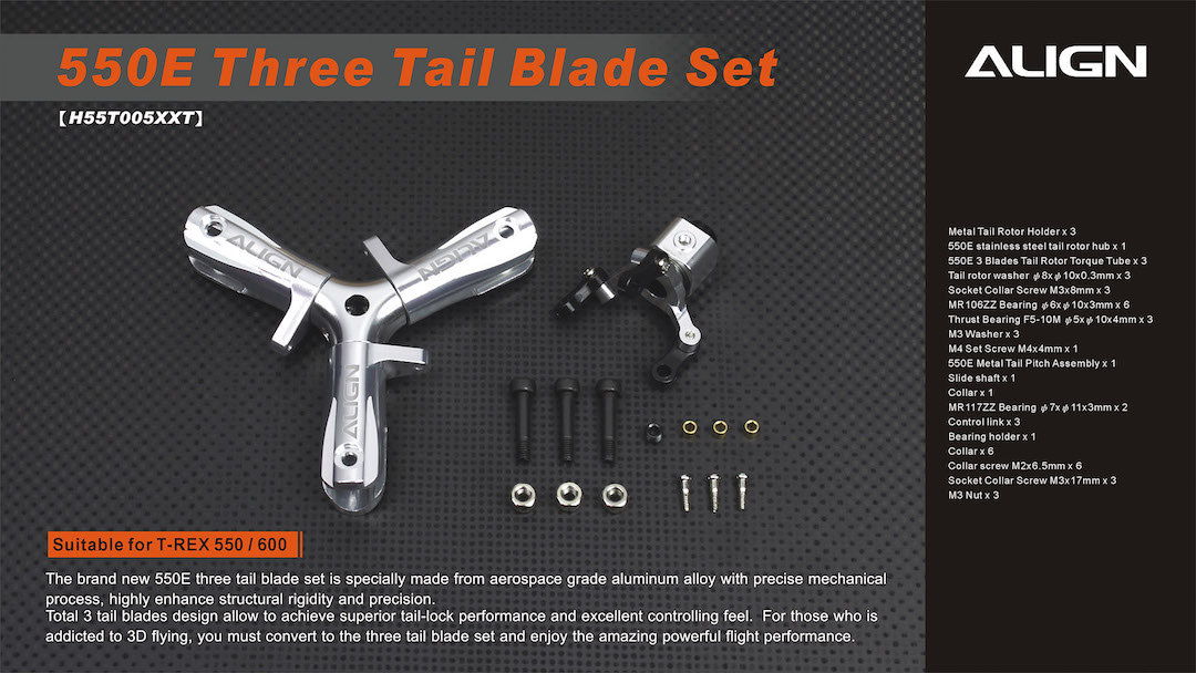 �˾���ũ H55T005XXW [ALIGN] T-Rex550E Three-Blades Tail Blade Set 1