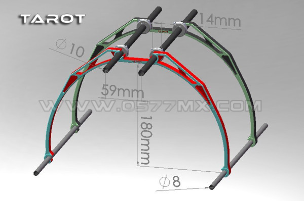 �˾���ũ TL8201-02 [TR] IRON-MAN F450/550/680 Plastic Landing Skid (Red / 2�� 1��Ʈ) 4