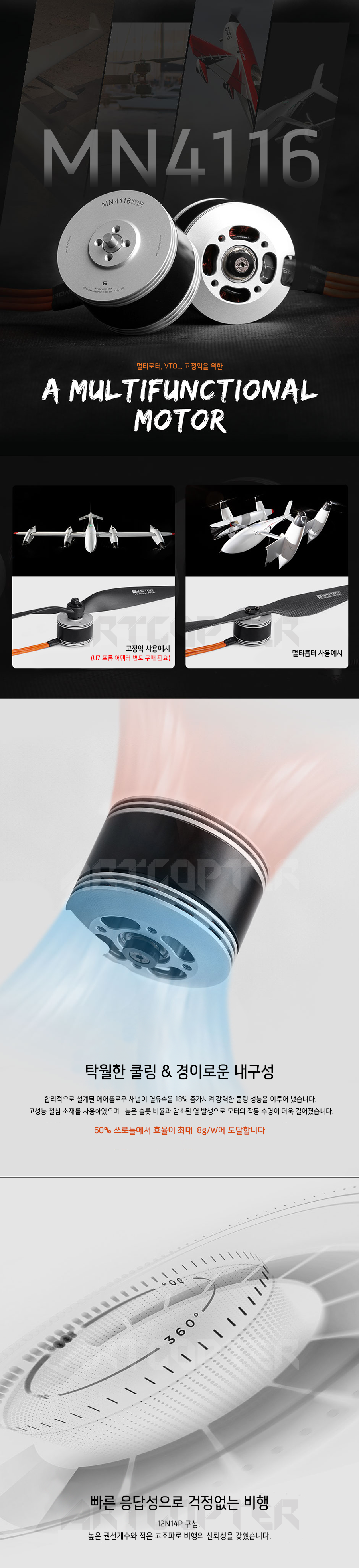 �˾���ũ P0000BLO [T-MOTOR] Ƽ���� MN4116 450KV �귯������ ���� (�����Ǹ�) 1