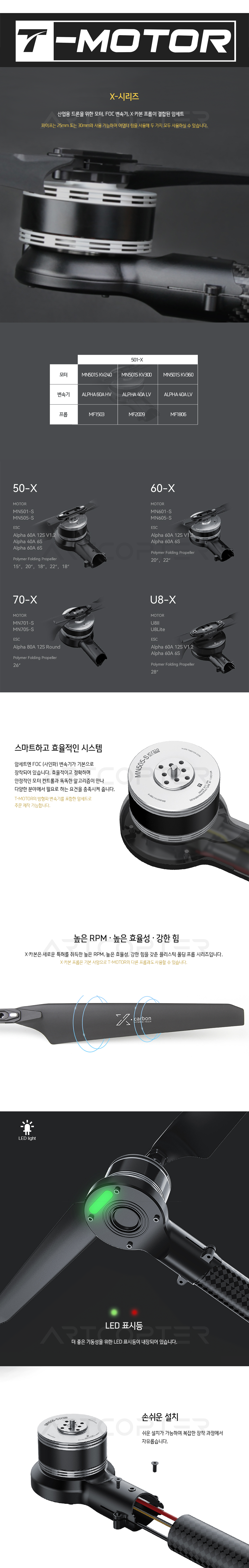 �˾���ũ  [T-MOTOR] Ƽ���� 501-X 300KV �ϼ�Ʈ CW/CCW SET (�����Ǹ�) 2