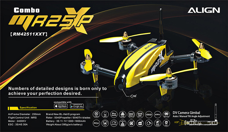 �˾���ũ RM42511XXW [ALIGN] MR25XP Racing Quad Combo(V2.0/Yellow/Raceband) (���Ŵ���) 1