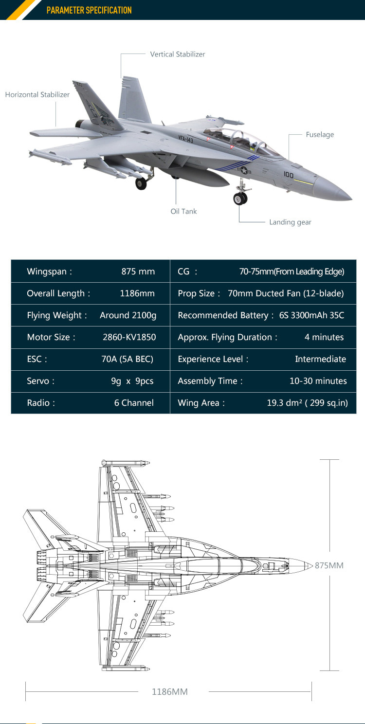 �˾���ũ FMS100P [FMS] 875mm F/A-18F ���� ȣ�� 70mm EDF Jet PNP (����, ���ӱ�, ����, ��Ʈ���� ����) 6