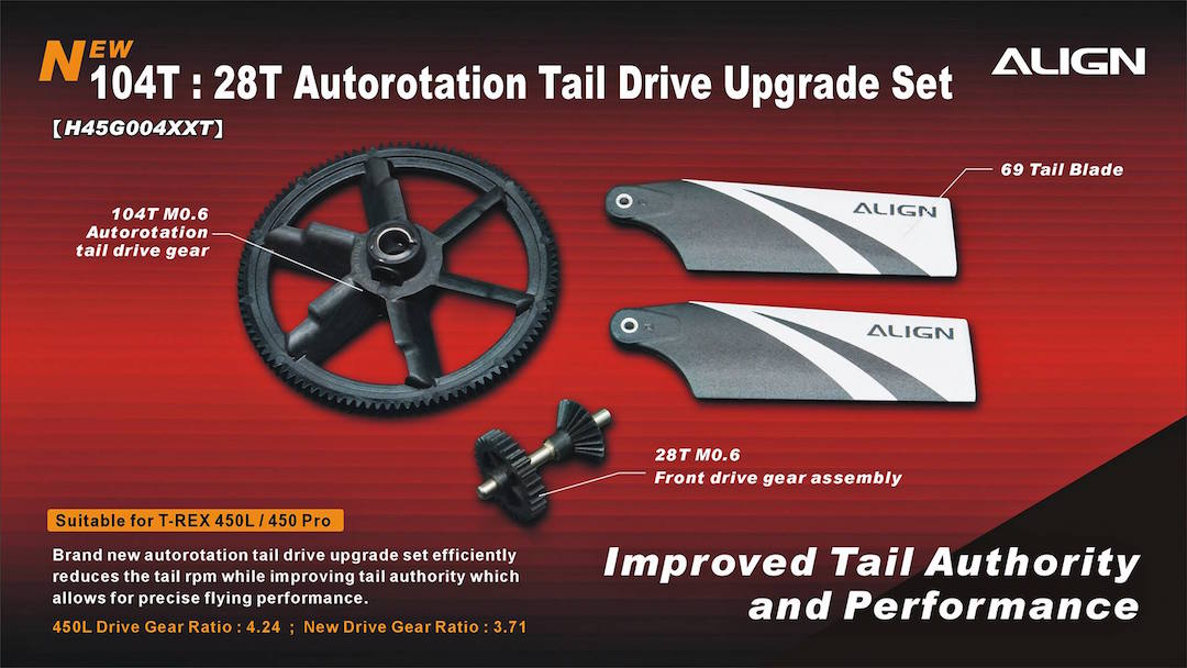 �˾���ũ H45G004XXW [ALIGN] T-Rex450 104T M0.6 Autorotation Tail Drive Upgrade Set 1