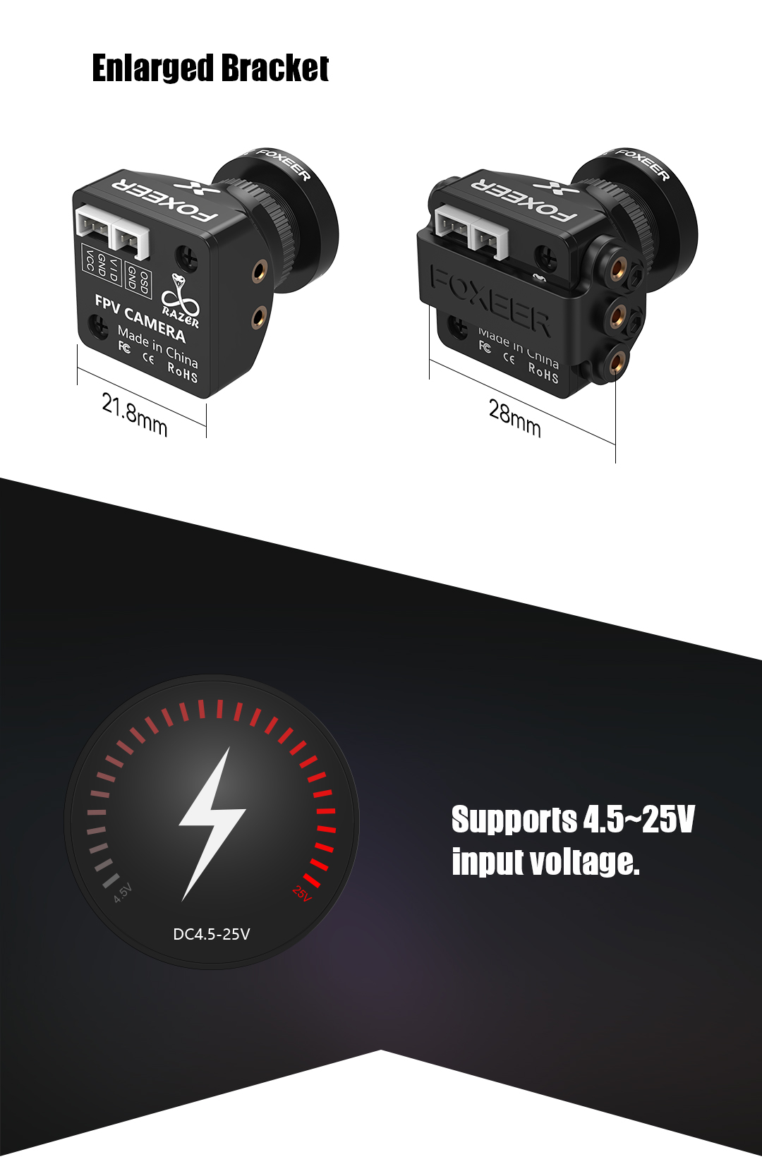 �˾���ũ  [Foxeer] ���þ� ������ �̴� FPV ī�޶� ��� 1.8mm ���� (16:9) 3