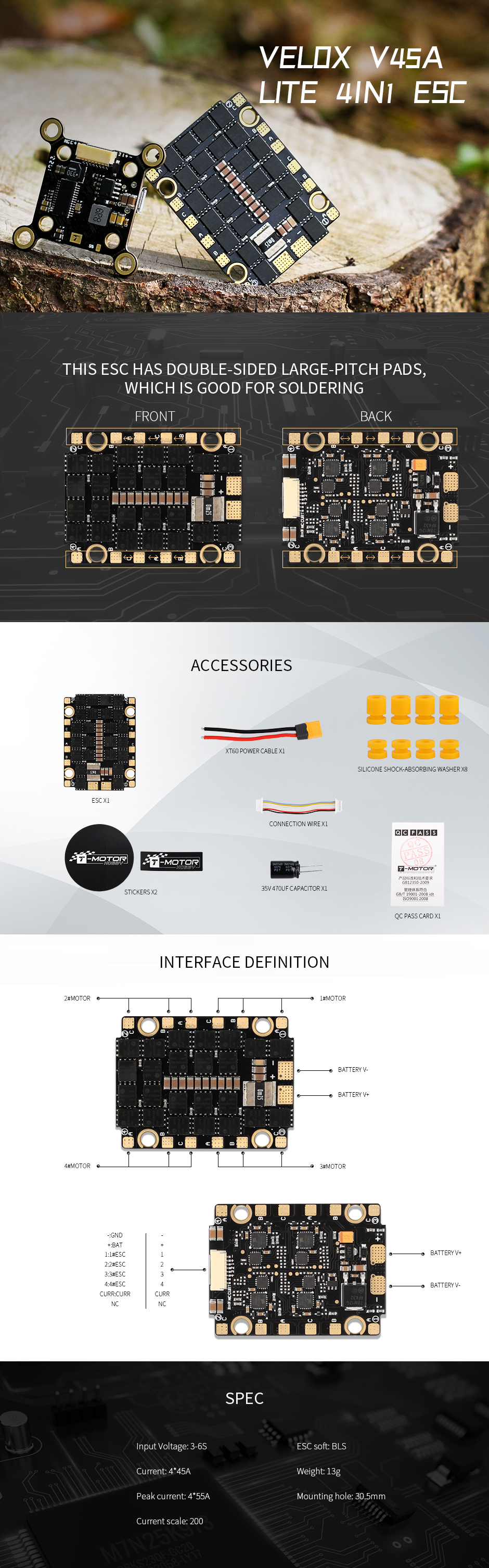 �˾���ũ  [T-MOTOR] V45A Lite 4in1 ���ӱ� (3-6S, BL-S) 1