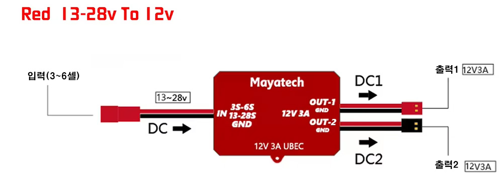 �˾���ũ MY-12V-Red [Mayatech] 12V 3A UBEC ���а��� ���ַ����� (�Է� 13~28V) 2
