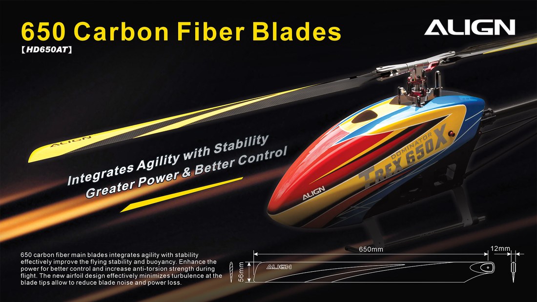 �˾���ũ HD650AT [ALIGN] 650 Carbon Fiber Blades - Yellow 1