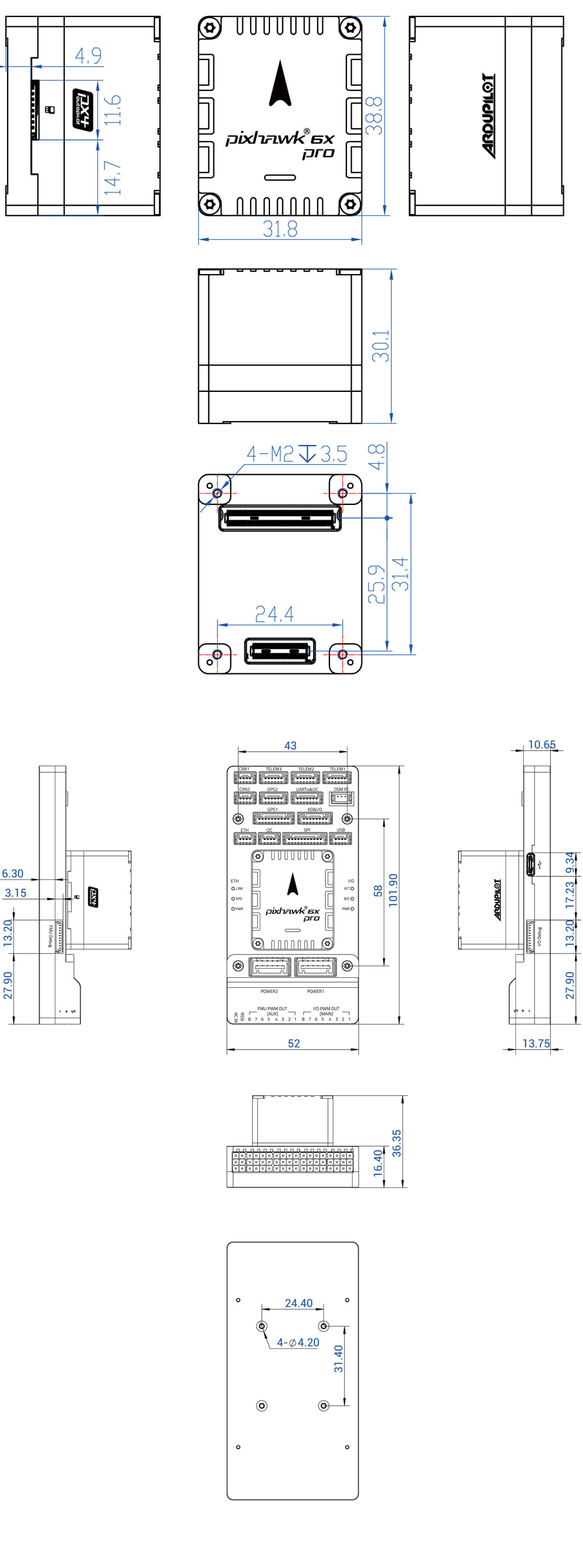 �˾���ũ HL-11070 [Holybro] �Ƚ�ȣũ 6X Pro ���Ĵٵ� v2B ���� ��Ʈ�ѷ� PM02D �Ŀ���� ���� (�����Ǹ�) 5
