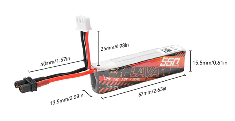 �˾���ũ  [BETAFPV] LAVA 2�� 7.6V 550mAh 75C LiHV ���̺������� ��Ƭ������ ���͸� (2��) - XT30 2