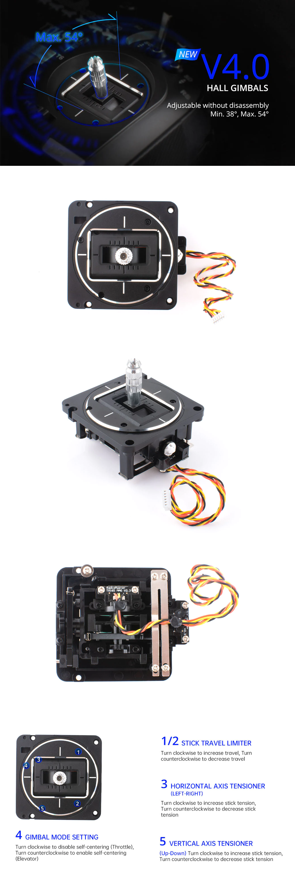 ¾Ë¾¾¹ðÅ© ¶óµð¿À¸¶½ºÅÍ TX16S MK2/Boxer °ø¿ë Hall Sensor V4 Gimbals 1
