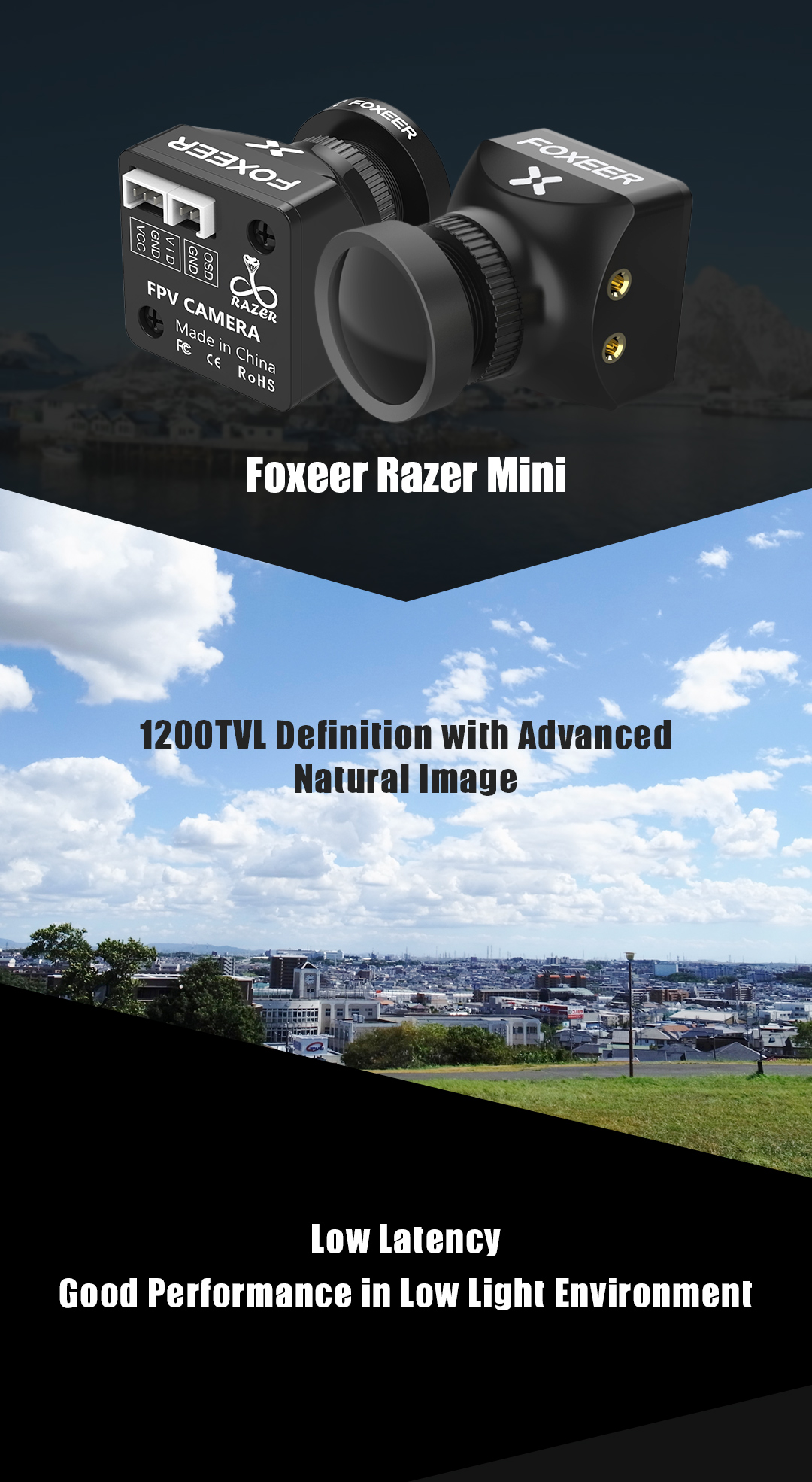 �˾���ũ  [Foxeer] ���þ� ������ �̴� FPV ī�޶� ��� 1.8mm ���� (16:9) 1