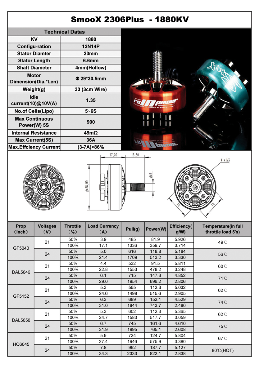 �˾���ũ  RCINPOWER SMOOX 2306 1880KV ���� (1pcs) 3