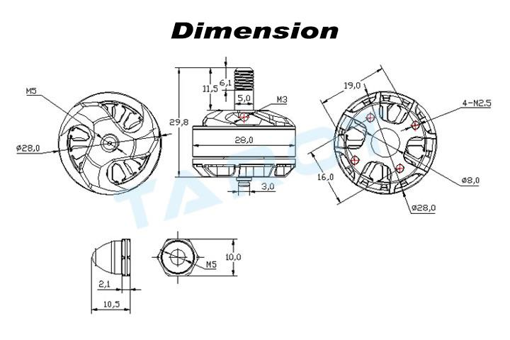 �˾���ũ TL400H8 [TR] MT2206-1900KV �귯������ ���� - ����� ���� (V2) CCW + 7��ġ ������� 2�� ���� 2