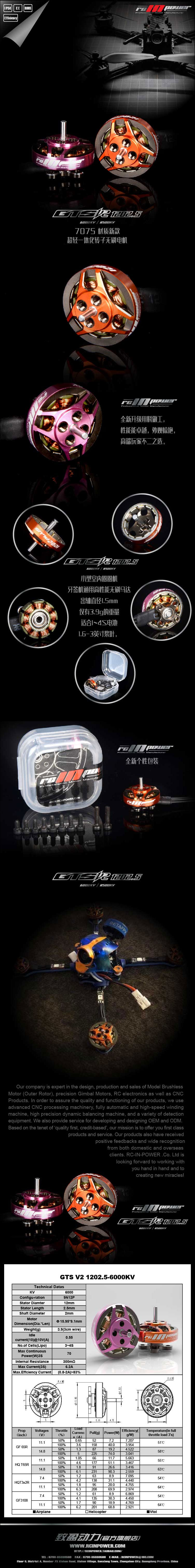 ¾Ë¾¾¹ðÅ© RCINPOWER GTS V2 1202.5 6000KV ¸ðÅÍ (1pcs) 1