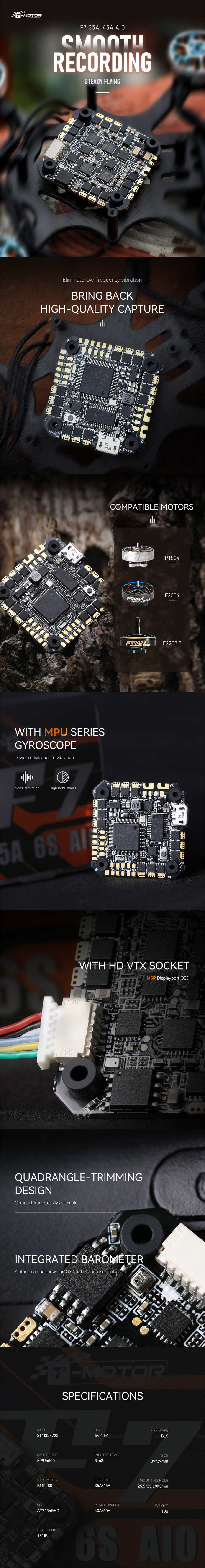 �˾���ũ  T-motor F7 35A ���ο� ���� (MPU6500) 1