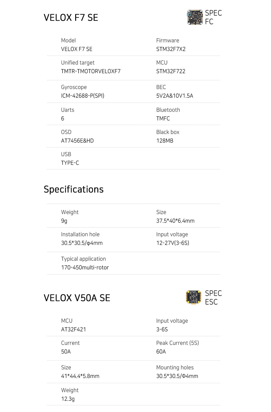 ¾Ë¾¾¹ðÅ© T-motor Velox F7 SE+V50A SE HD Stack 2
