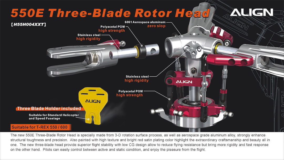 �˾���ũ H55H004XXW [ALIGN] T-Rex550E Three-Blades Rotor Head 1
