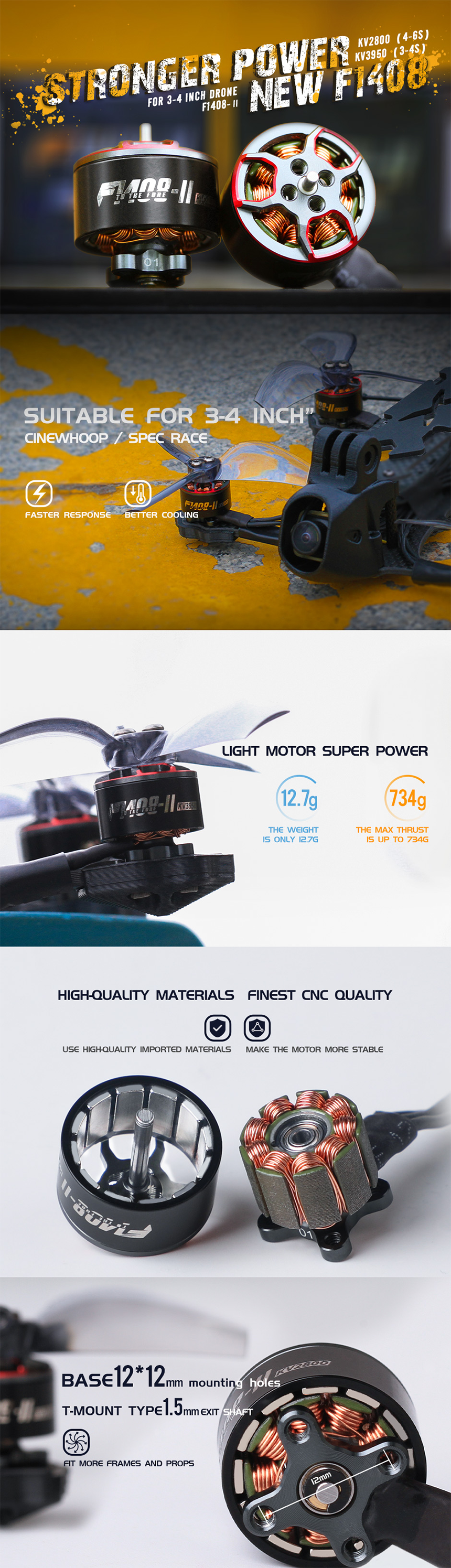 ¾Ë¾¾¹ðÅ© T-motor F1408 V2 2800KV ºê·¯½¬¸®½º ¸ðÅÍ 1