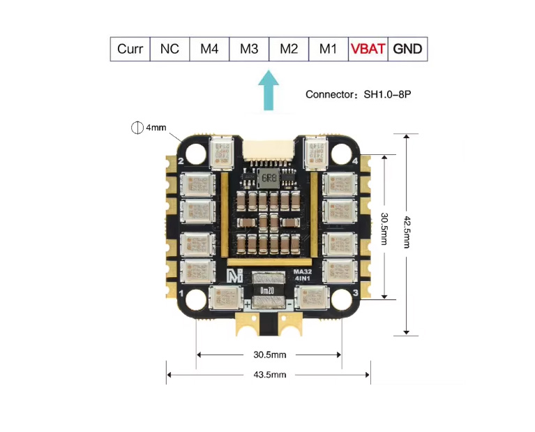 �˾���ũ MA-70ESC [MicoAir] ���ڿ��� AM32 4in1 70A ESC ���ӱ� 3