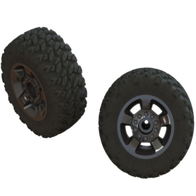 [ARRMA] AR550053  DBOOTS RAGNAROK MT TIRE SET GLUED (Black Chrome) (2pcs)