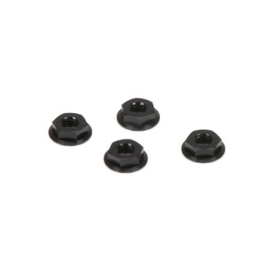 [TLR Racing] M4 Aluminum Serrated Nuts, Low Profile, Black (4) �ɼ�