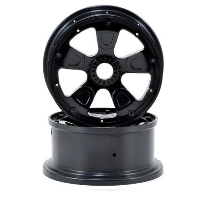 [TEAM LOSI] Losi Desert Buggy XL Wheel Set w/Beadlocks (Black/Red) (2)