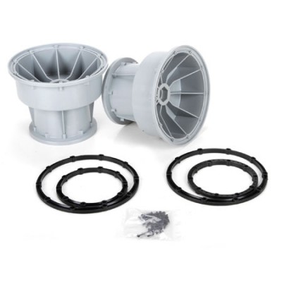[TEAM LOSI] Silver Wheel, Black Bead Lock Rings (2: Monster Truck XL