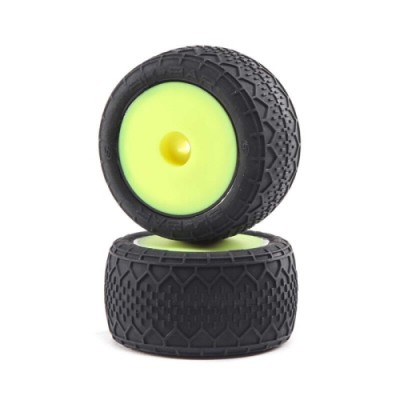 [TEAM LOSI] BK Bar Tires, Fr/Rr Mounted, Yellow: Mini-T 2.0