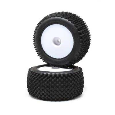 [TEAM LOSI] Pin Tires, Rear, Mounted, White (2): Mini-T 2.0